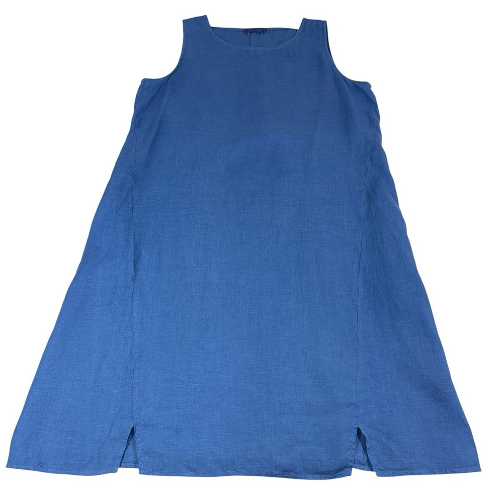 Cut Loose Aline Tank Dress Womans XL Amalfi Blue 100% Linen Boho Beachy - Picture 3 of 11